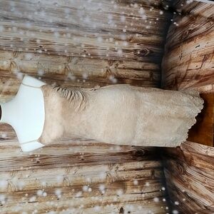 Cheroy Juniors M Marbeled Tan  Asymmetrical Midi Spaghetti Strap Cinched Dress